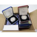 GB Silver Proof Crowns (9) 1996, 98, 99 (Diana), 2000 (Millennium), 2000 (Centenary), 2001 (