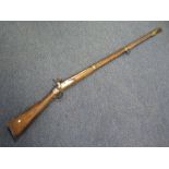 19th Century scarce Russian percussion Crimea War musket converted from, a flintlock lock engraved