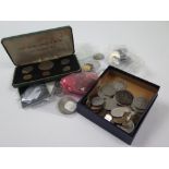 GB & World, a shoebox of mixed coins incl. British and other silver, Malawi 1971 proof set,