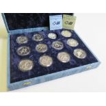Commonwealth Games 1986 Silver Proof twelve coin set. FDC, housed in the plush box of issue