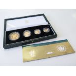 Four coin set 2002 (Five Pounds, Two Pounds, Sovereign & Half Sovereign) FDC boxed as issued