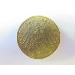 German State Hamburg gold 20 Mark 1899 J, VF (0.2305 troy oz AGW)
