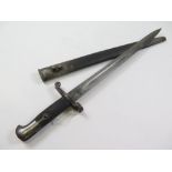 Bayonet: British Pattern 1887 MK IV Sword Bayonet. Ricasso marked 'WD' & '91 (1891). In its steel