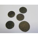 London 17th. century tokens, 4 x farthings and one halfpenny, 894, 1117, 1154, 1249 and 1313, NF