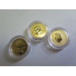 Australia gold (1/20th) $5 Nuggets (3) 2000, 2001 & 2002. BU in hard plastic capsules