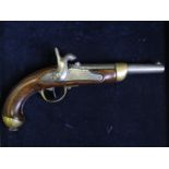 19th century French model 1822 pattern military percussion pistol with engraved lock