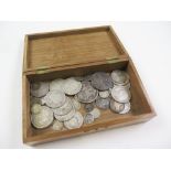 Collection of GB pre 1900 Silver in an old wooden box, mixed grades