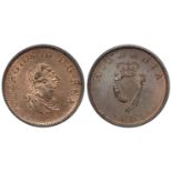 Ireland Halfpenny 1805 aUnc with the obverse having much lustre and the reverse having just a