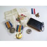 1915 Star Trio to 13919 Gnr H Smith RGA, with Silver War Badge No 429687. Plus small pocket diary