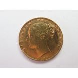 Sovereign 1874 M below shield, Melbourne Mint, Australia, S.3854, cleaned GF