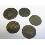 Kent 17th. century tokens, 4 x farthings and 1 halfpenny, 65, 68, 104, 278 and 325, NF to NVF [5]