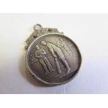 Brighton Police S.P.L. 1923 Winners, silver hallmarked fob. Awarded to J Martin for Cricket