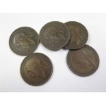 GB Pennies (5) all 1926 M.E. average GF or better