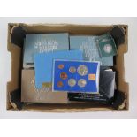 GB Royal Mint Proof Sets, flat-packs: 1971, 1977, 1978, 1979 x2, and 1980; 1983 in the blue case,