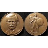 Medallion: David Lloyd George bronze medal 1917 d.63mm: Obv: Bust three quarters left, DAVID LLOYD