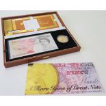 Coin and Banknote Set (Duggleby C125), Five Pound Crown 1997 Gold Proof FDC Golden Wedding