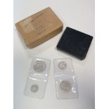 Australia 1963 four-coin proof set, lightly toned FDC with the plastic case and a cardboard box.