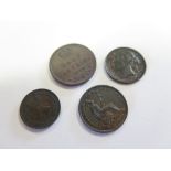 GB Fractional Farthings (4): Half Farthing 1844 EF trace lustre, Third Farthing 1827 VF, Third