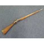 18th century flintlock volunteer Brown Bess musket with 32 inch barrel with military proof marks