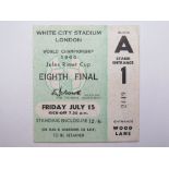 1966 World cup match ticket, 15th July, Eighth final, played at White City Stadium(Green ticket)