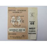 1966 World cup match ticket, 30th July, Final, played at Wembley (Brown ticket)