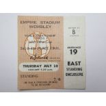 1966 World cup match ticket, 28th July, 3rd & 4th place final, played at Wembley (Brown ticket)