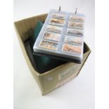 Box of various Cigarette card sets, part sets and odds housed in 4x modern albums, plus loose in
