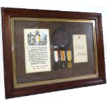 1915 Star Trio and Death Plaque with Scroll and Plaque letter to 91133 Dvr Frank Leonard Rhodes 62nd