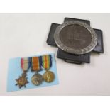 1915 Star Trio and Death plaque (this in special frame) to 4268 Pte Cecil William Hamlin R.War.Regt.