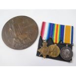 1915 Star Trio and Death Plaque to 14942 L.Cpl Daniel Bremner Scottish Rifles. Died 22/1/1919 with