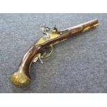 18th century continental brass barrel Flintlock pistol c1740