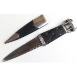 'Scottish silver plated Gordon Highlanders Sgian Dubh, scabbard maker marked 'R & H R Kirkwood'.