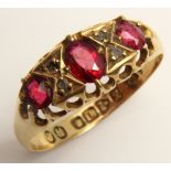 18ct Gold Ruby and Diamond Ring size M weight 2.3 grams