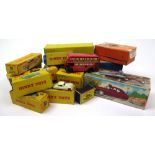 Collection of eleven boxed Dinky Toys, comprising H. W. M. Racing Car, 235 ; Caravan, 190 ; Mersey