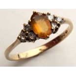 9ct Gold Citrine Ring size J weight 1.2 grams