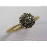 18ct Gold Diamond Cluster Ring size O weight 2.6 grams