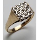 9ct Gold Pave set CZ Ring size M weight 2.8 grams