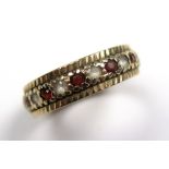 9ct Gold Full Hoop Eternity Ring set with Garnets/CZ size N weight 3.3 grams