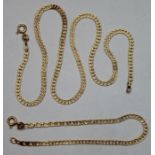 9ct Gold 16 inch Double link Chain with matching Bracelet weight 4.4 grams