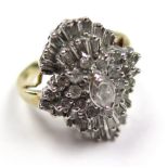 10ct Gold Diamond Cluster Ring approx 1.25 carat weight size N weight 6.0 grams