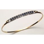 9ct Gold Sapphire set Bangle weight 4.1 grams
