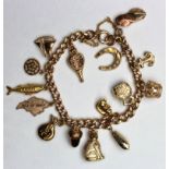 9ct Gold Charm Bracelet weight 22.9 grams