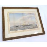 Percival (Harold, 1868-1914). Watercolour depicting a steam ship off the Sussex coast, unsigned,