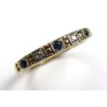 18ct Gold Sapphire and Diamond Ring size N weight 2.4 grams