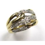 9ct Gold Diamond set Ring size L weight 3.2 grams