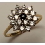 9ct Floral set CZ Ring size I weight 1.6 grams