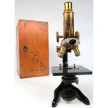 Monocular microscope by Ernst Leitz Wetzlar (no. 269154), contained in original case (missing one