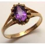 9ct Amethyst set Ring size L weight 1.5 grams