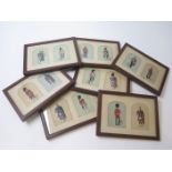 Fourteen hand-coloured illustrations depicting Scottish regimental uniforms, including The