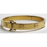 Yellow gold "Love Bangle" stamped 750, approx weight 24.1g